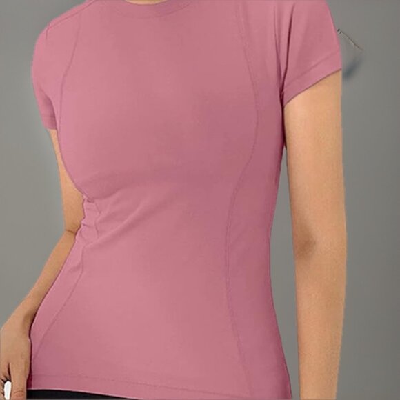 Lot of 2 Loovoo Workout Athletic Compression Dry Fit Yoga Gym Basic Tops ~ Small - Picture 4 of 10